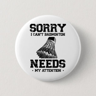 Funny Badminton Player Liebe Shuttle Design Button