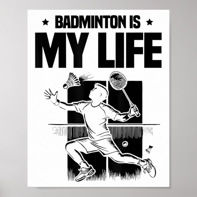 Funny Badminton Player Love Shuttle Design 1  Poster (Vorne)