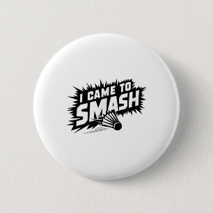 Funny Badminton Player Spaß Smash Shuttle Button