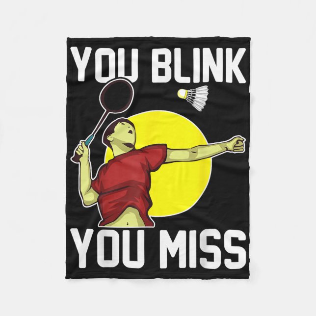 Funny Badminton Player You Blink, You Miss  Fleecedecke (Vorderseite)