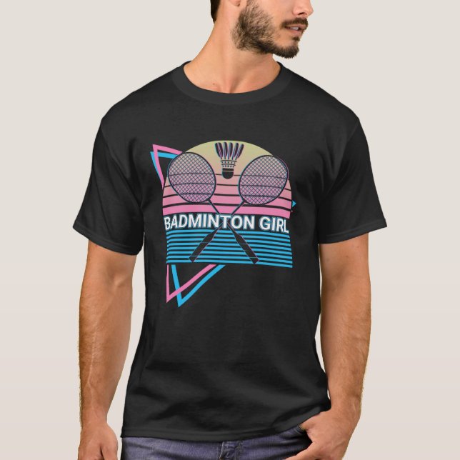 Funny Badminton Retro Badminton Girl T-Shirt (Vorderseite)