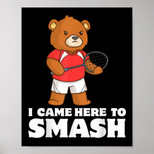 Funny Badminton Wettkampfbär Spieler Smasher Poster