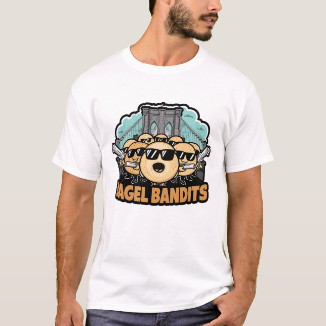 Funny Bagel Bandits und Brooklyn Bridge T-Shirt (Vorderseite)