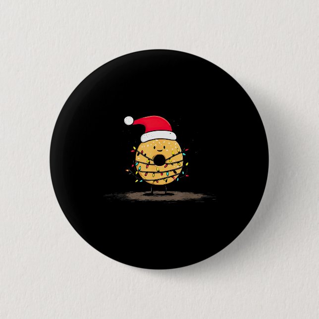 Funny Bagel Christmas Graphics Lights Lover  Button (Vorderseite)
