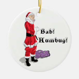 Funny Bah Humbug Christmas Santa Keramik Ornament