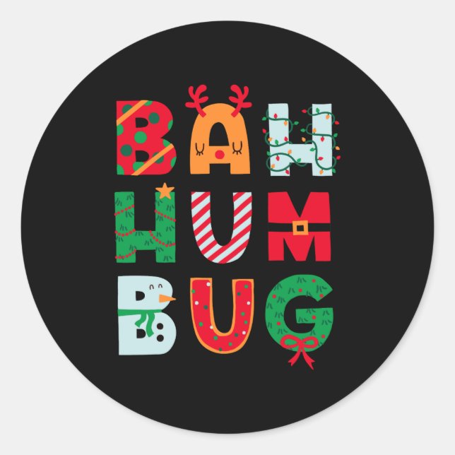 Funny Bah Humbug Holiday  Runder Aufkleber (Vorderseite)