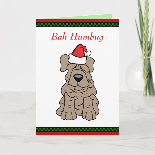 Funny Bah Humbug Wrinkle Dog Frohe Weihnachten Wei (Vorderseite)