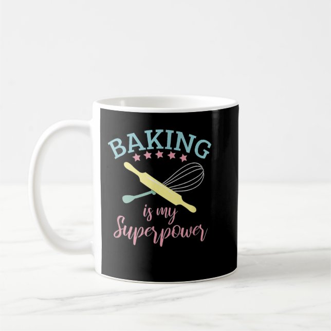 Funny Baking ist mein Superpower Baker Koch Gesche Kaffeetasse (Links)