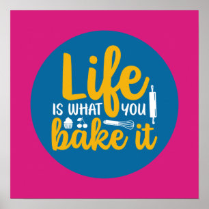 Funny Baking Küche Typografie Retro Baker Kunst Poster