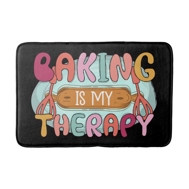 Funny baking therapy word art  badematte (Vorderseite)