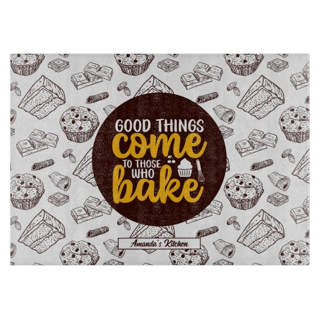 Funny Baking Vintag Cake Muffin Bäckerei Muster Schneidebrett (Vorderseite)