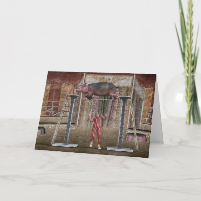 Funny Balancing Hippopotamus Karte (Vorderseite)