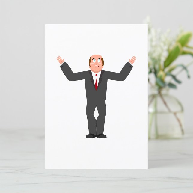 Funny Bald Businessman Shrugging Humore Einladung (Von Creator hochgeladen)