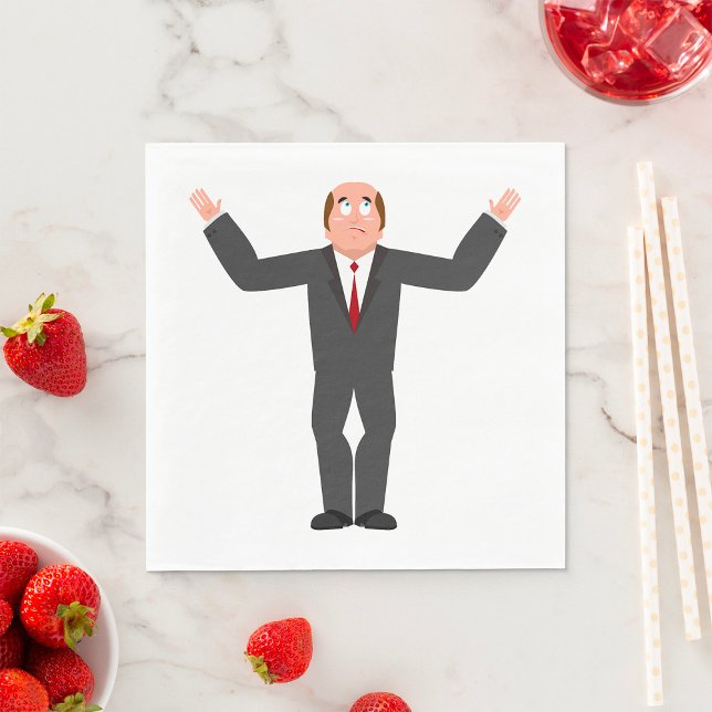Funny Bald Businessman Shrugging Humore Serviette (Von Creator hochgeladen)