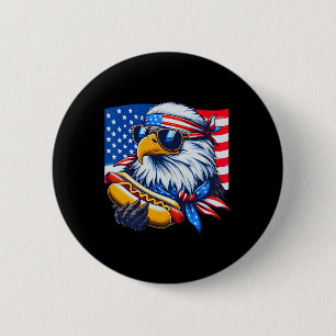 Funny Bald Eagle Hotdog Flag American Flag 4. Juli Button