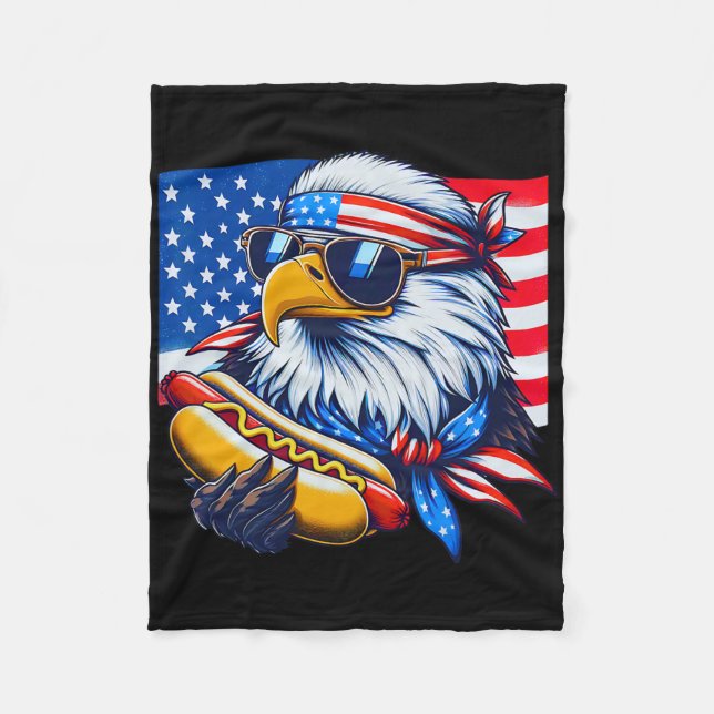 Funny Bald Eagle Hotdog Flag American Flag 4. Juli Fleecedecke (Vorderseite)