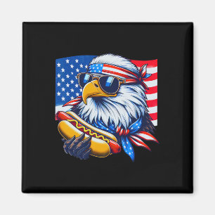 Funny Bald Eagle Hotdog Flag American Flag 4. Juli Magnet