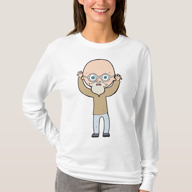 Funny Bald Quirky Old Man with Beard T-Shirt (Vorderseite)