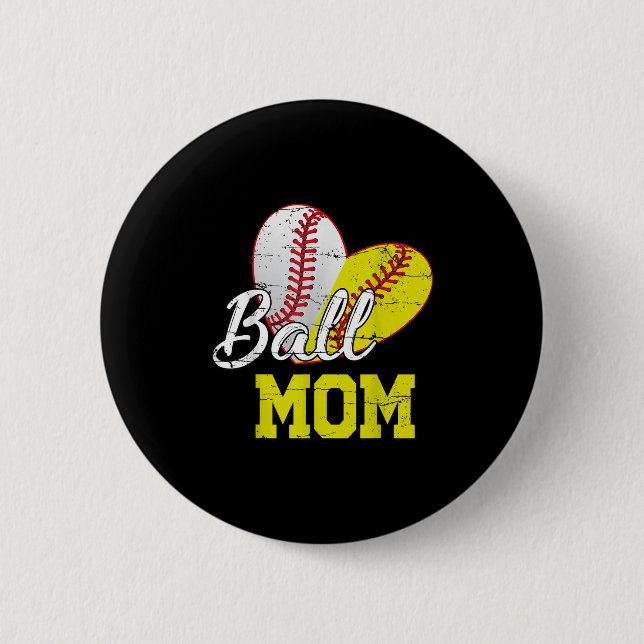 Funny Ball Mom Softball Baseball For Women Mothers Button (Vorderseite)