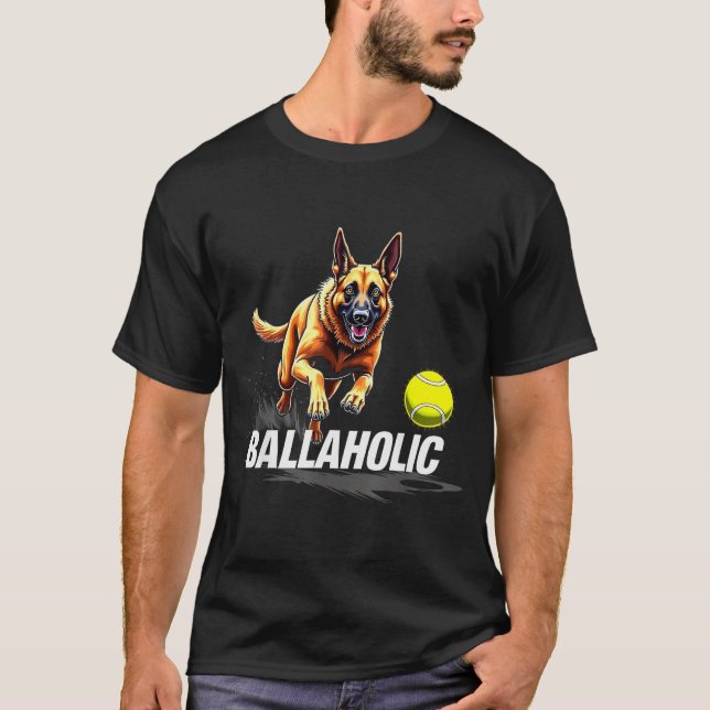 Funny Ballaholic Belgian Shepherd Dog Chasing Mali T-Shirt (Vorderseite)