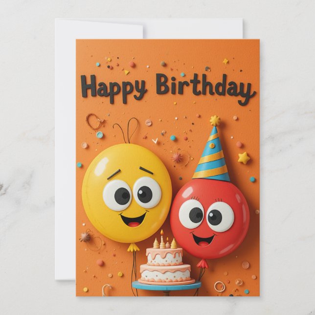 Funny Balloon Birthday Card (Vorderseite)