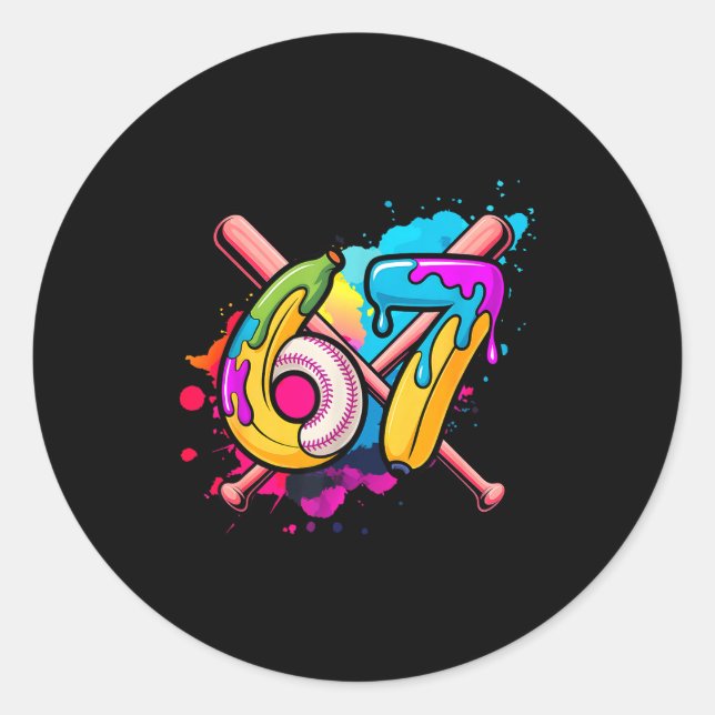 Funny Banana Baseball 67 Ice Cream Drip Meme  Runder Aufkleber (Vorderseite)