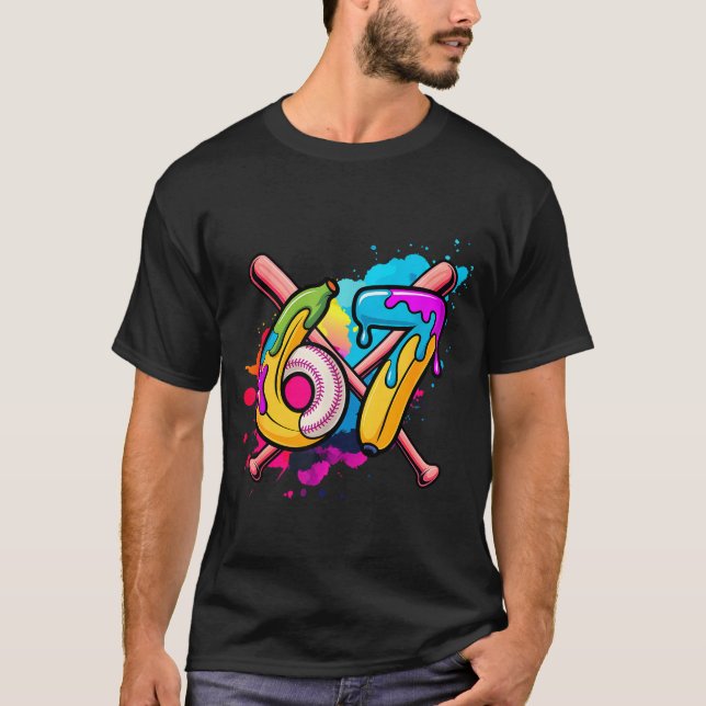 Funny Banana Baseball 67 Ice Cream Drip Meme  T-Shirt (Vorderseite)