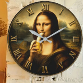 Funny Banana Mona Lisa Große Wanduhr