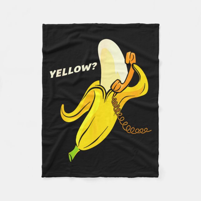 Funny Banana Phone - Yellow_ Hello_  Fleecedecke (Vorderseite)
