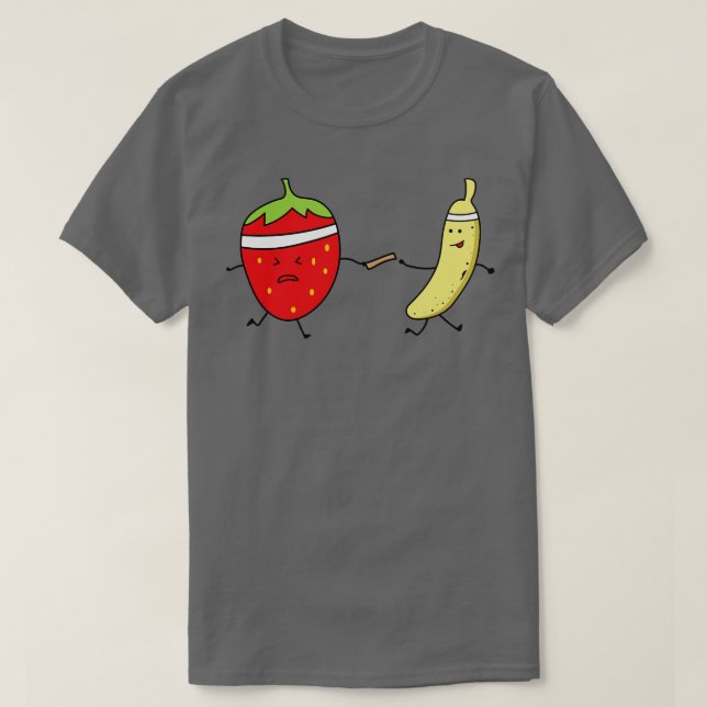 Funny Banana und Strawberry Lauf einen Marathon T-Shirt (Design vorne)