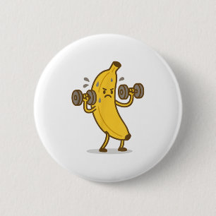 Funny Banana Weightlift Gym Workout Spaß Button