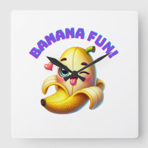 Funny Banana Winking Design for Fun and Playful Gi Quadratische Wanduhr