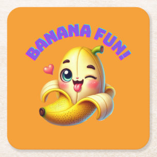 Funny Banana Winking Design for Fun and Playful Gi Rechteckiger Pappuntersetzer