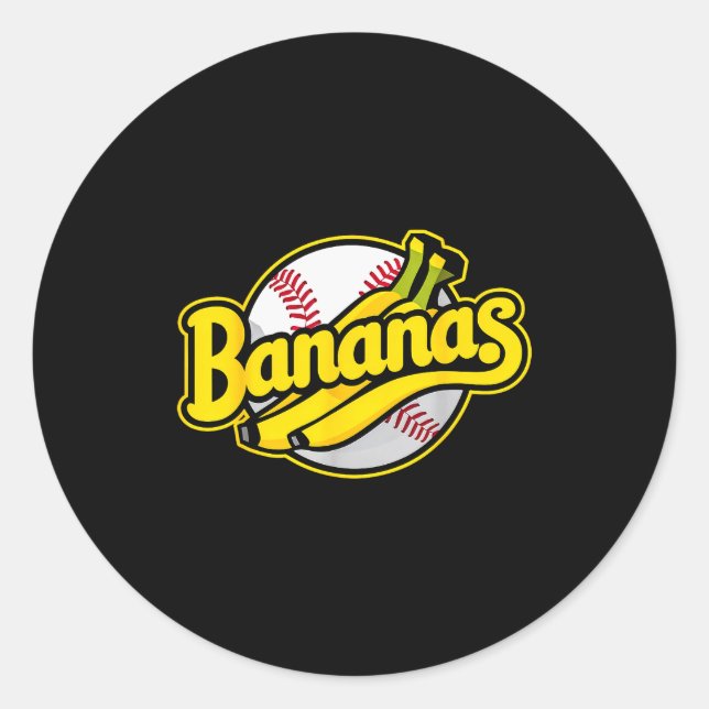 Funny Bananas Baseball Vintage Graphic  Runder Aufkleber (Vorderseite)