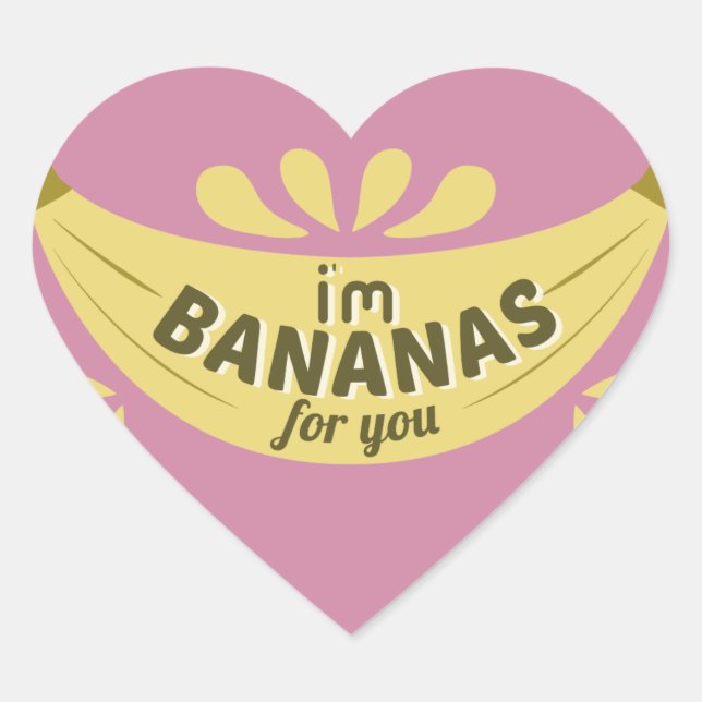 Funny Banane Illustration Ich bin Bananen für Sie Herz-Aufkleber (Vorderseite)