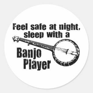 Funny Banjo Runder Aufkleber