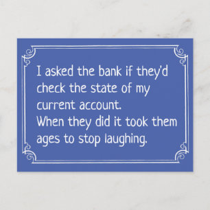 Funny Bank Current Account Joke Postkarte