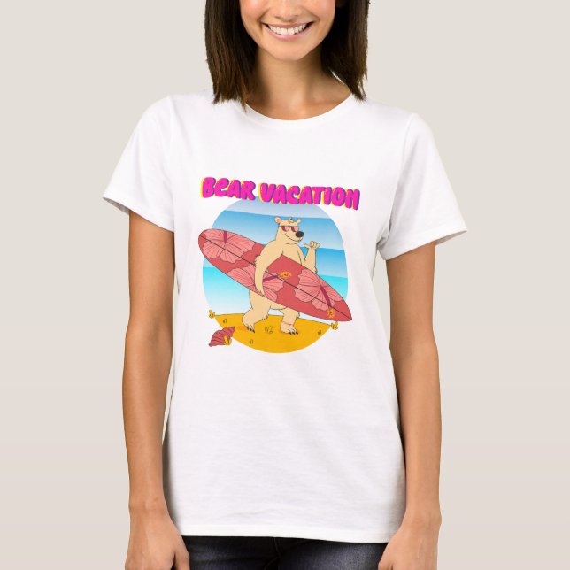 Funny Bär Beach Ferien T - Shirt (Vorderseite)