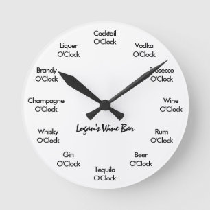 Funny Bar Clock Black und White Runde Wanduhr