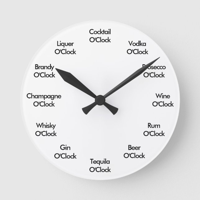 Funny Bar Clock Black und White Runde Wanduhr (Vorderseite)