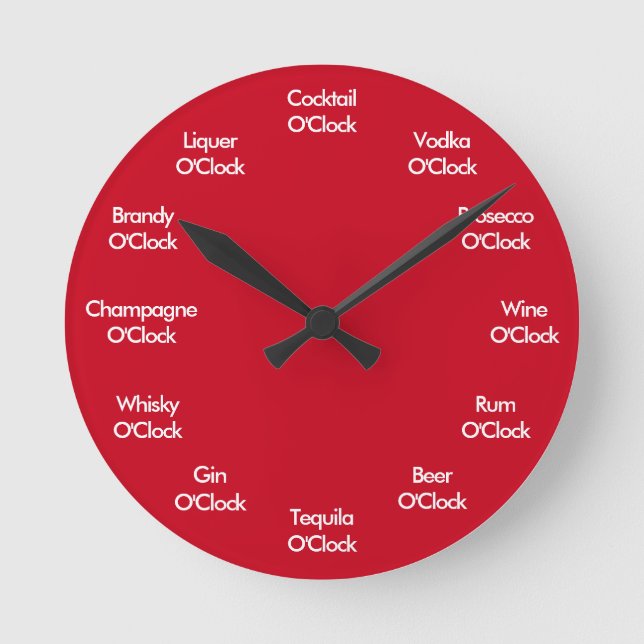 Funny Bar Clock Red Personalisiert Clock Runde Wanduhr (Vorderseite)