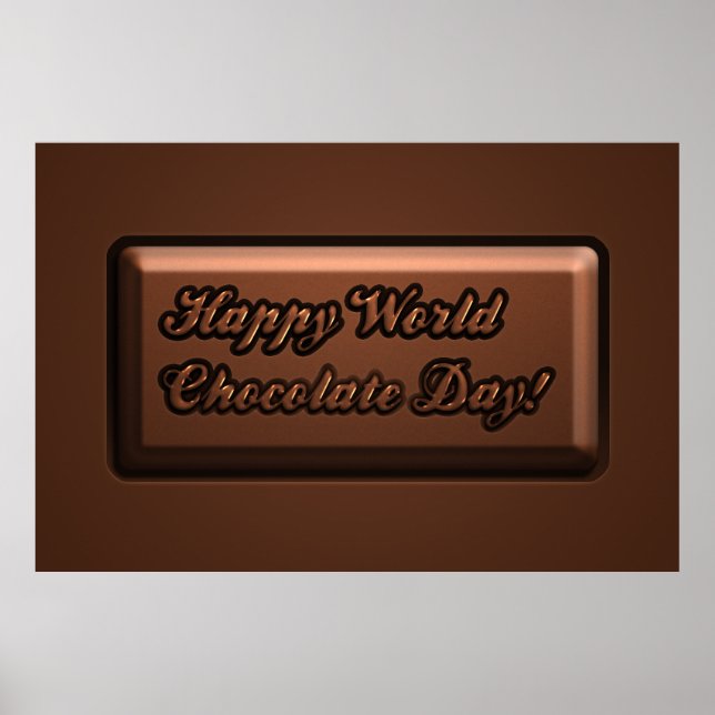 Funny Bar Text Happy World Chocolate Day Poster (Vorne)