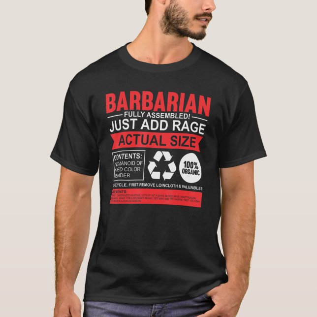 Funny Barbarian Role Play RPG Element Würfel Gamer T-Shirt (Vorderseite)