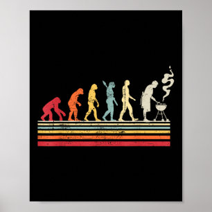 Funny Barbecue Grill Vater Evolution Man Vintag Re Poster