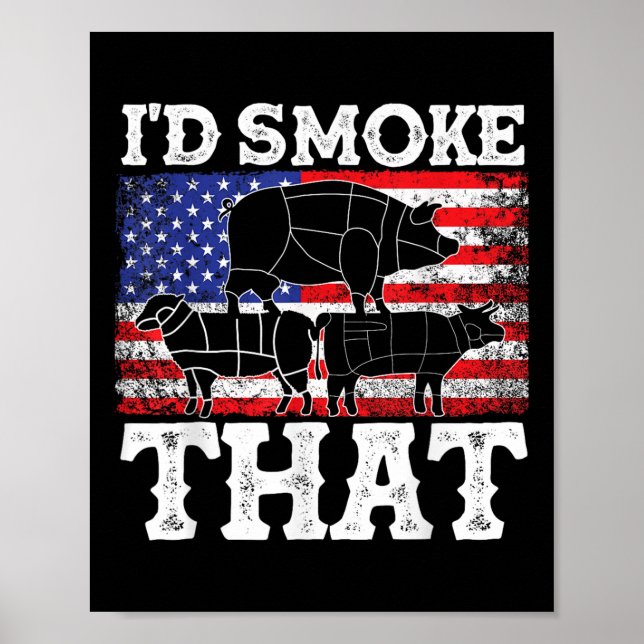 Funny Barbecue Id Smoke That Patriotic Grillmaster Poster (Vorne)