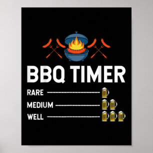 Funny Barbecue Koch Grillen Timer Beer Drink Party Poster