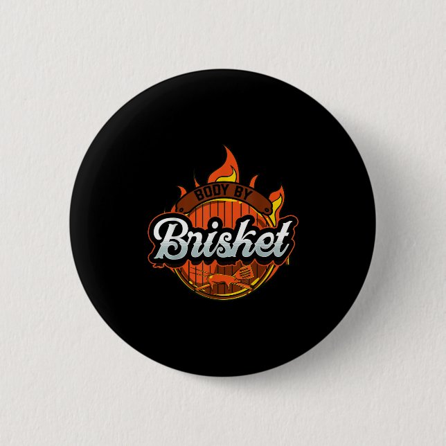 Funny barbeque Grillen Grey by Brisket Fleisch Rau Button (Vorderseite)
