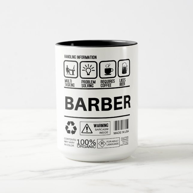 Funny Barber Handling Information Tasse (Zentrum)