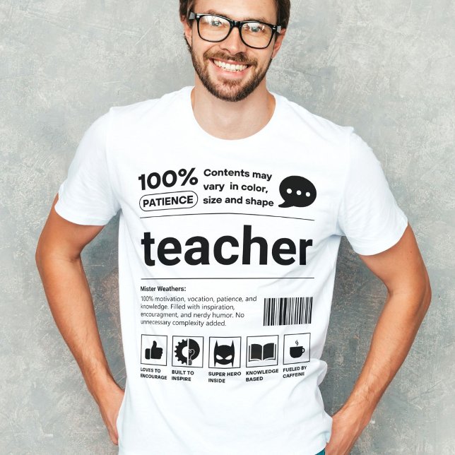 Funny Barcode Modernes Lehrergeschenk T-Shirt (Von Creator hochgeladen)