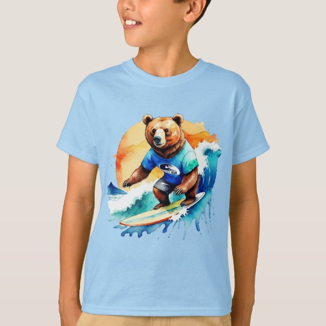 Funny Bären Surfing T - Shirt (Vorderseite)